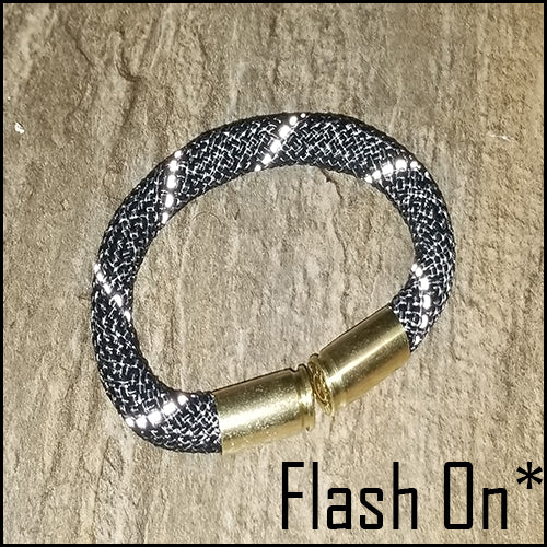 black lightning beararms bullet casing bracelet flash on