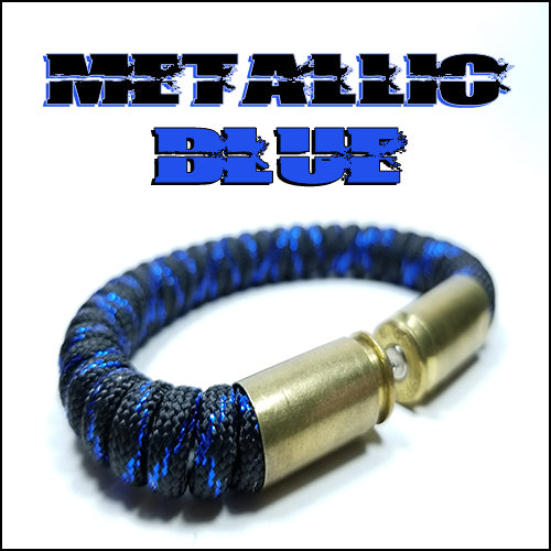 metallic blue paracord beararms bullet casings bracelet jewelry