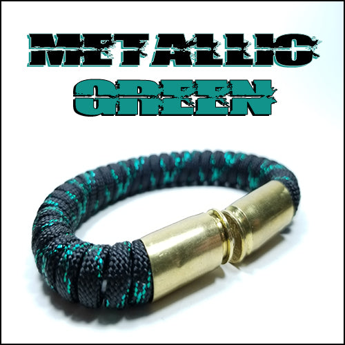 metallic green paracord beararms bullet casings bracelet jewelry