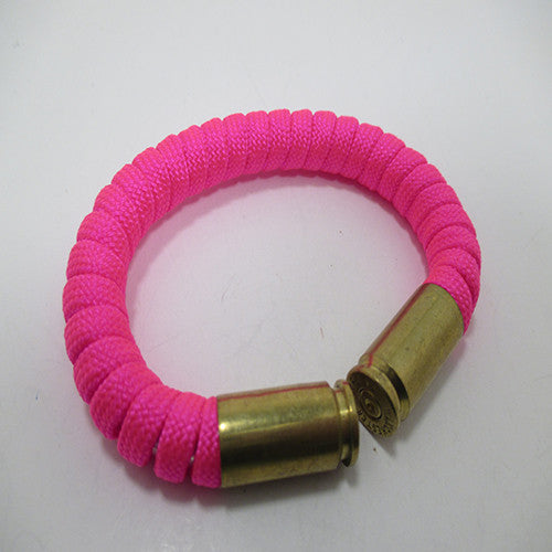 neon pink paracord beararms bullet casing bracelet jewelry