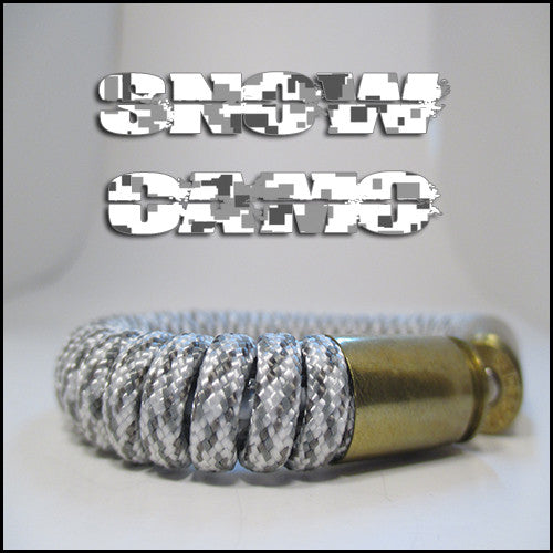 snow camo paracord beararms bullet casing bracelet jewelry