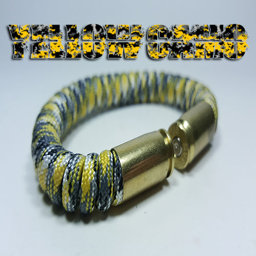 yellow camo paracord beararms bullet casings bracelet jewelry