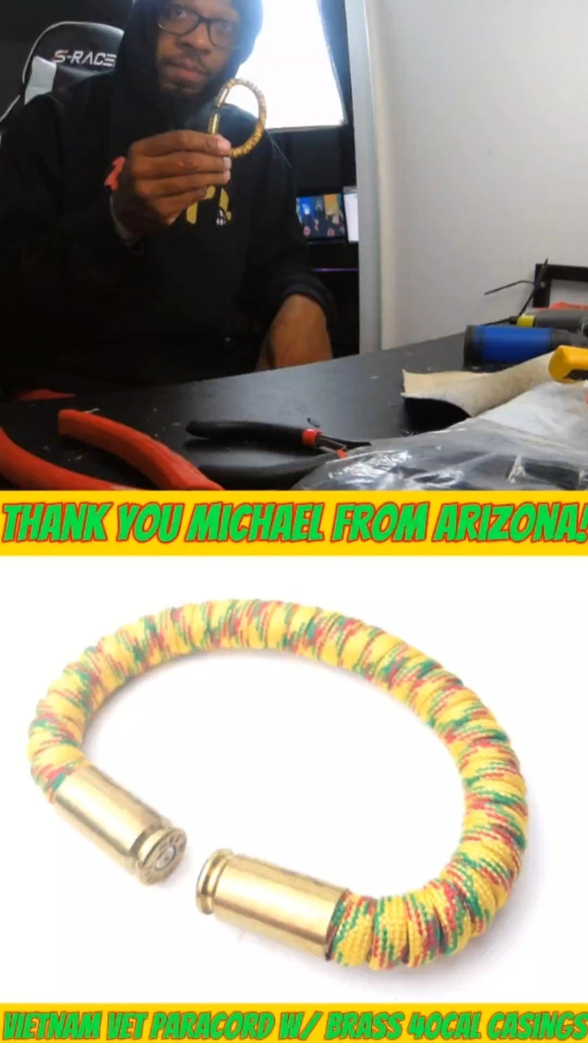 Vietnam Vet Paracord BearArms Bullet Bracelet