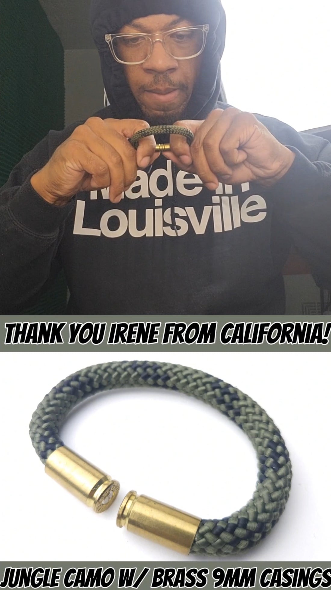 Jungle Camo 9mm BearArms Bullet Bracelet