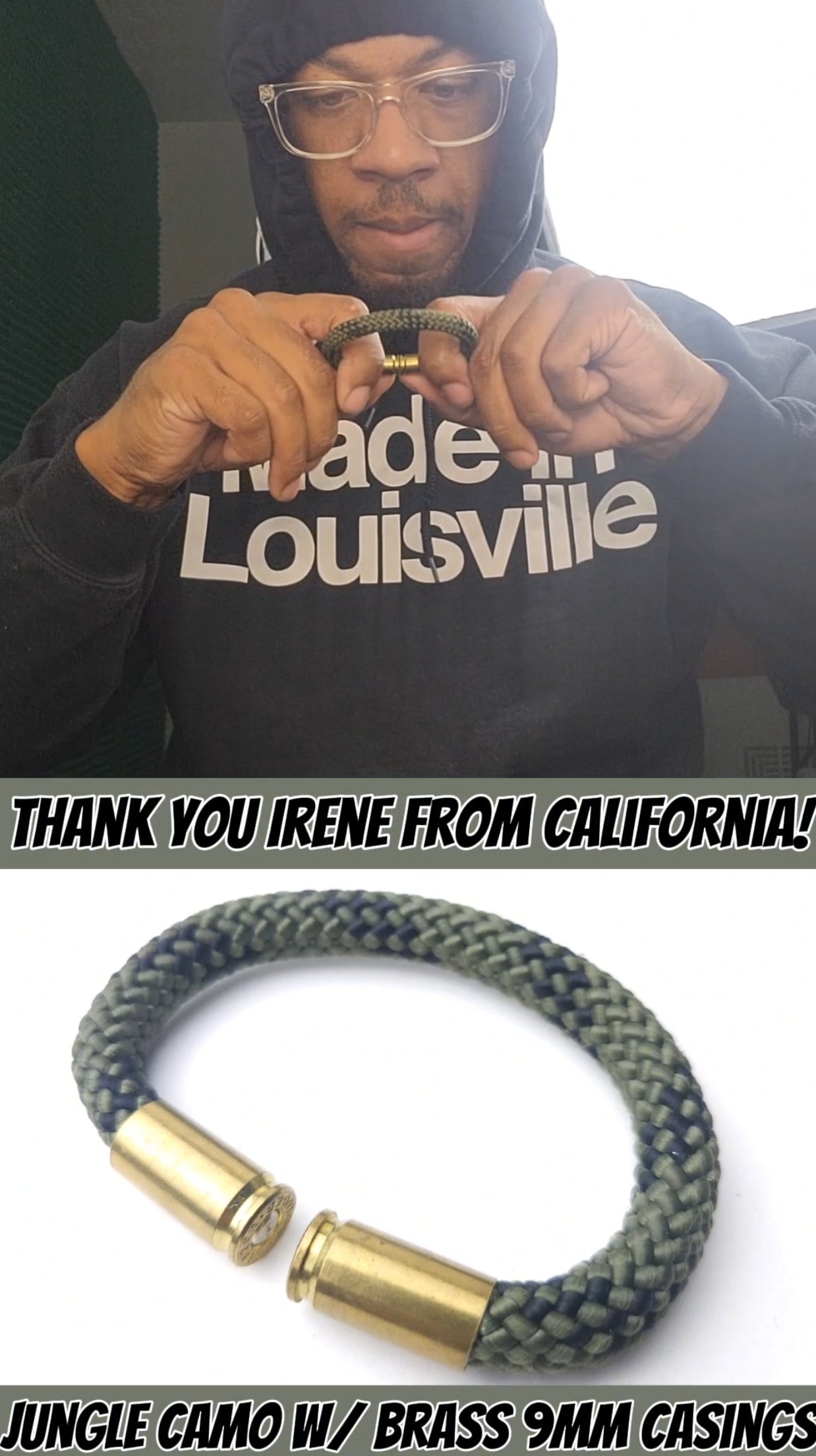Jungle Camo 9mm BearArms Bullet Bracelet