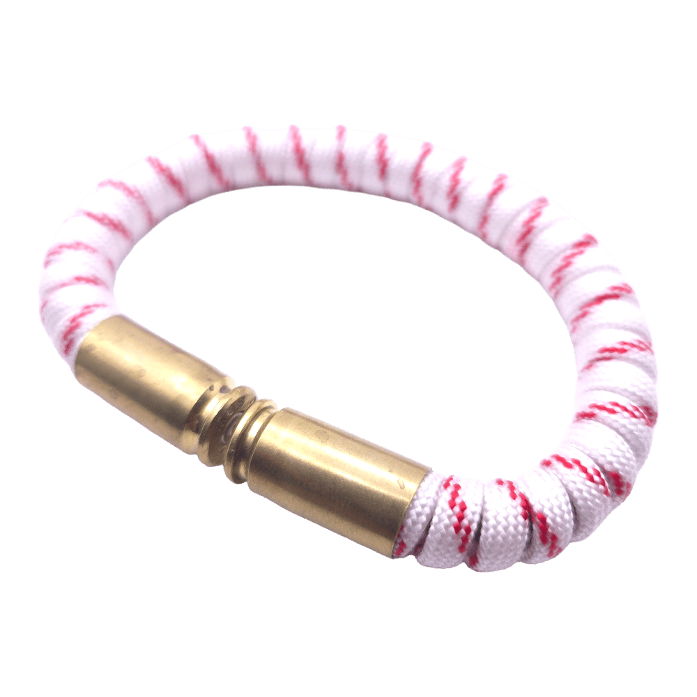 white and red medic themed paracord bullet casing bracelet
