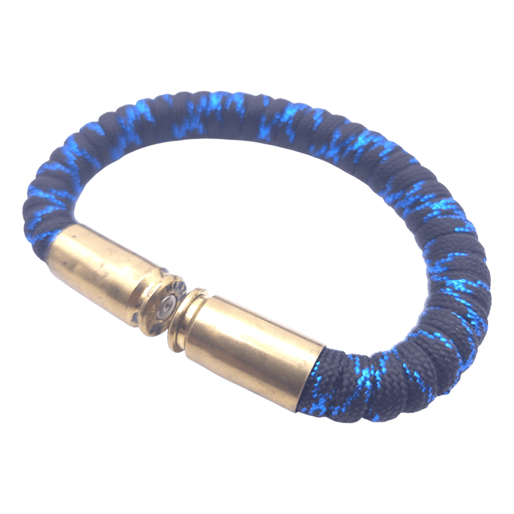 metallic blue paracord bullet casing bracelet