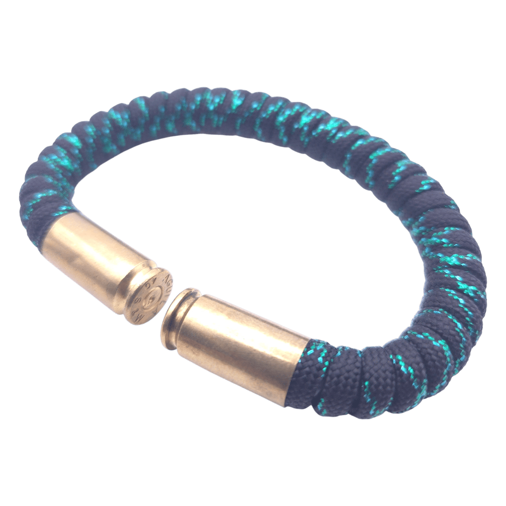 metallic green paracord bullet casing bracelet