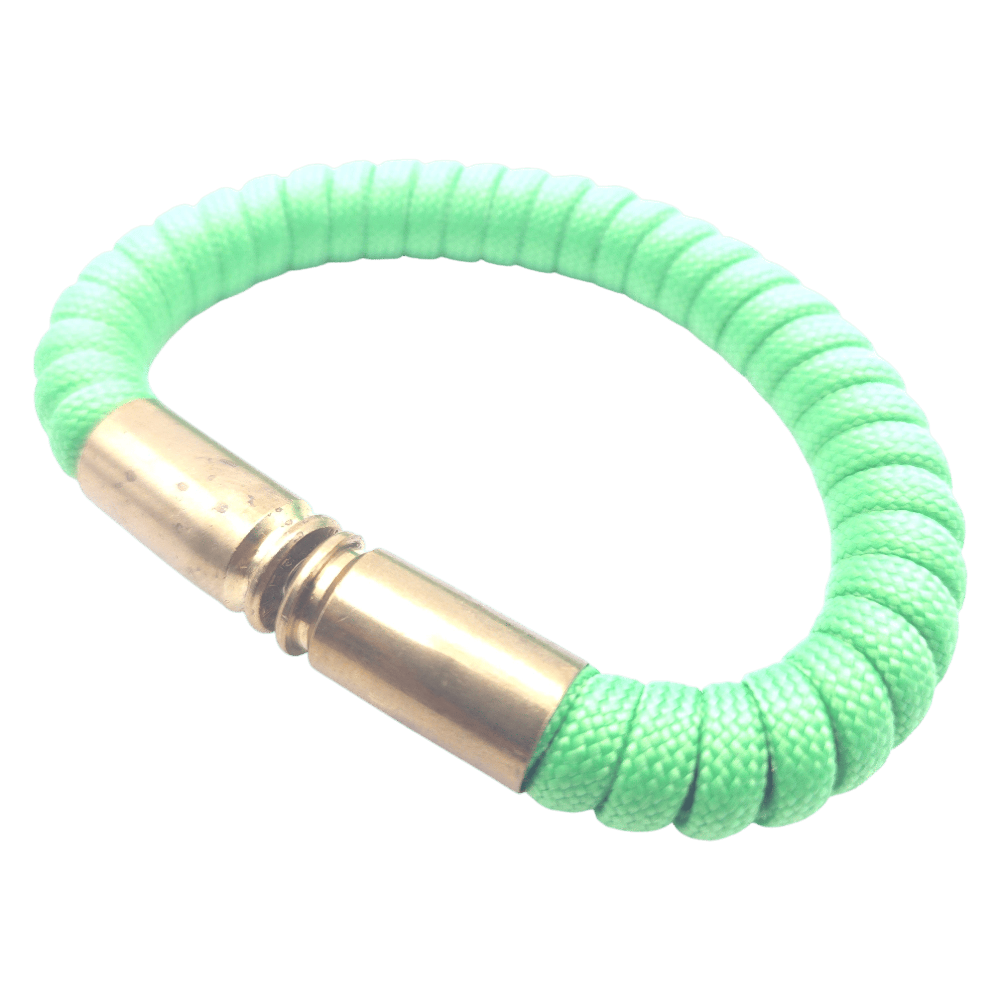 neon green paracord bullet casing bracelet