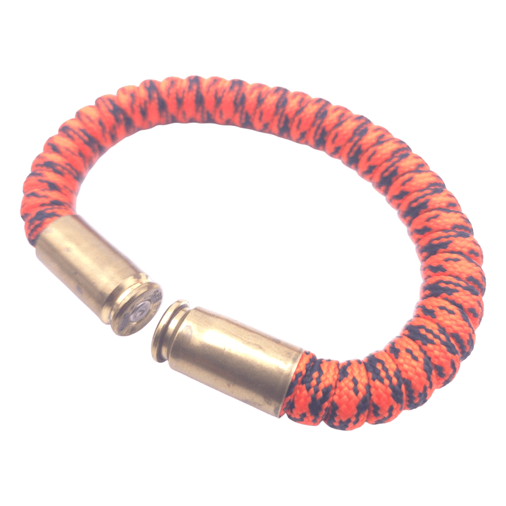 orange camo paracord bullet casing bracelet