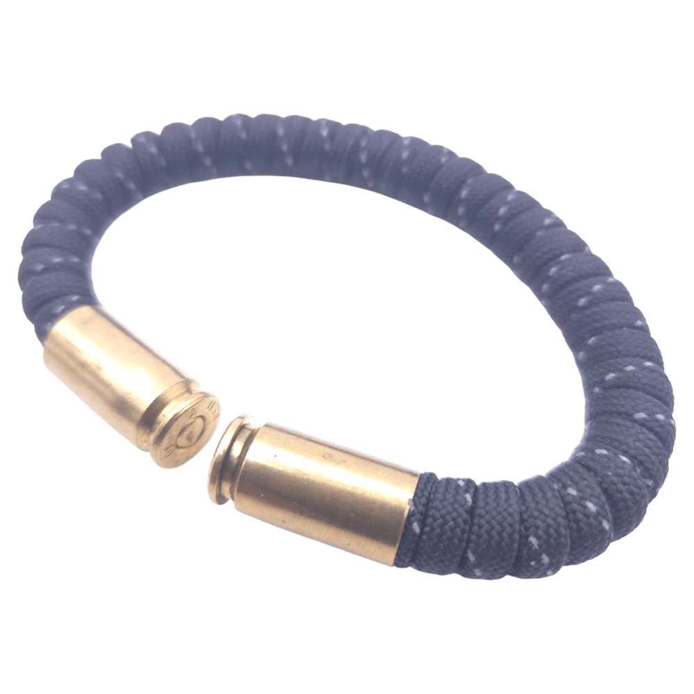 reflective black paracord bullet casing bracelet