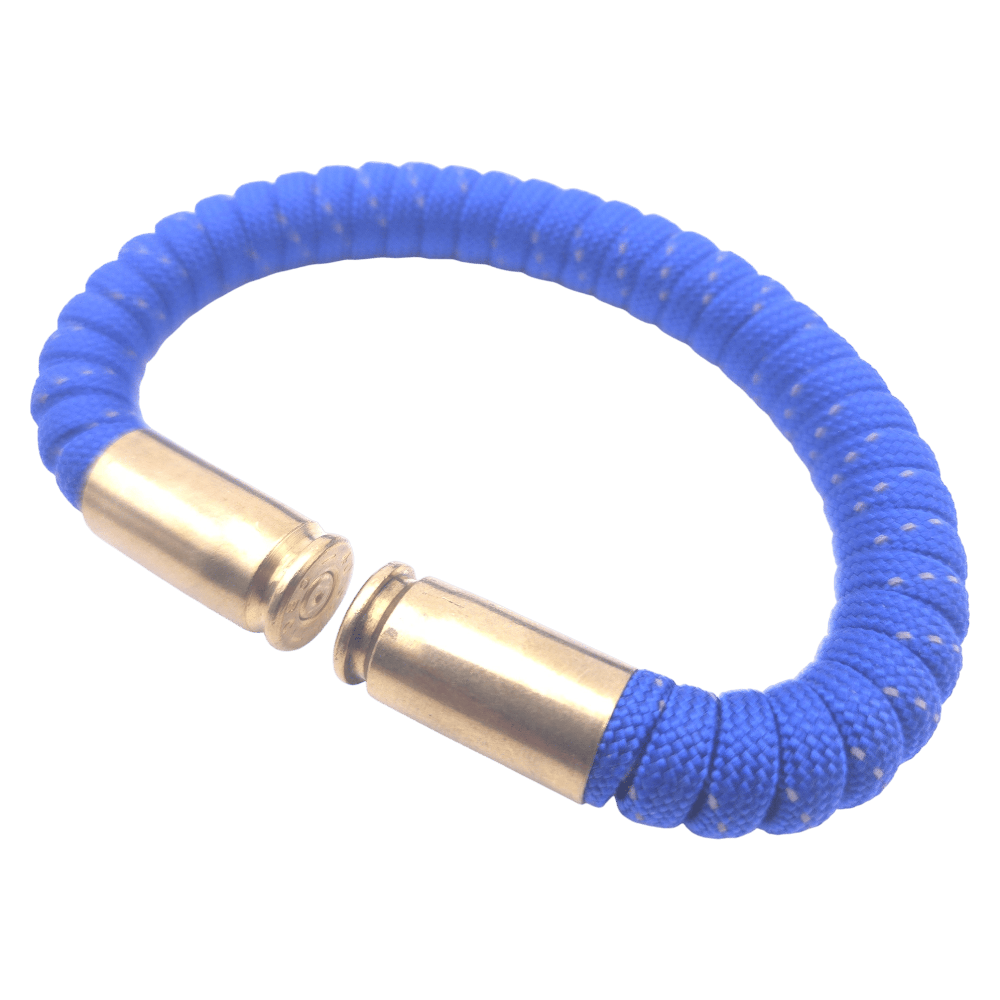 reflective blue paracord bullet casing bracelet