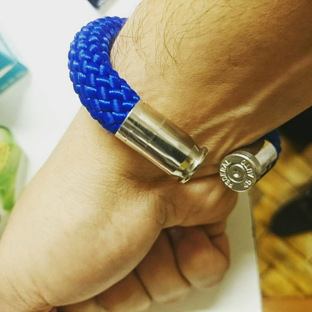 blue beararms bullet casing bracelet jewelry