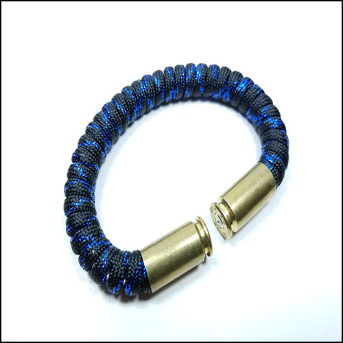 metallic blue paracord beararms bullet casings bracelet jewelry