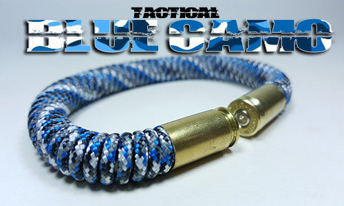 blue camo tactical 275 paracord beararms bullet casings bracelet jewelry